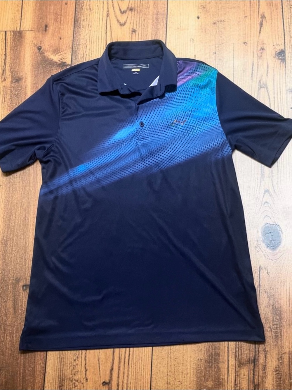 Greg Norman Collection Navy Polo with Blue and Teal Gradient
